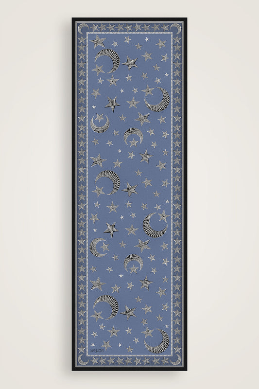 Ayla Yıldız Mavi Pamuk Floş Şal 70x210