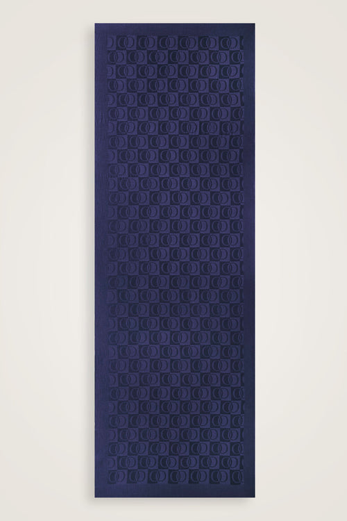 Checkerboard Pattern Naia Cotton Shawl Navy