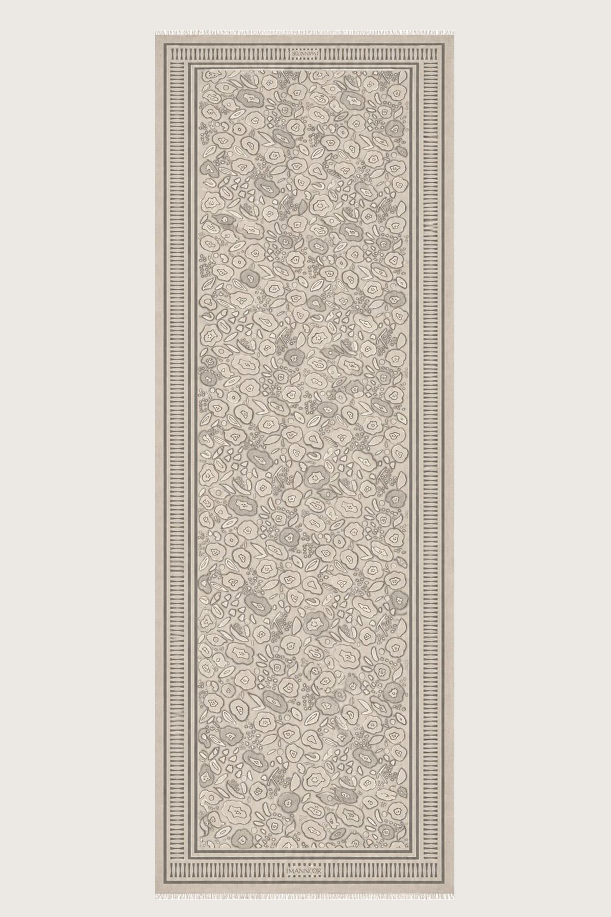 Jaguar Desenli Koyu Gri Jakarlı İpek Şal 70x210