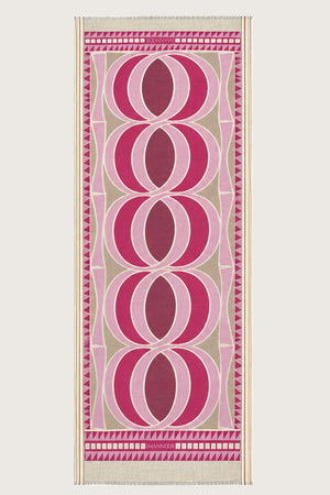Dev Bambunoor Monogram Baskı Pembe Yün Şal 70x210