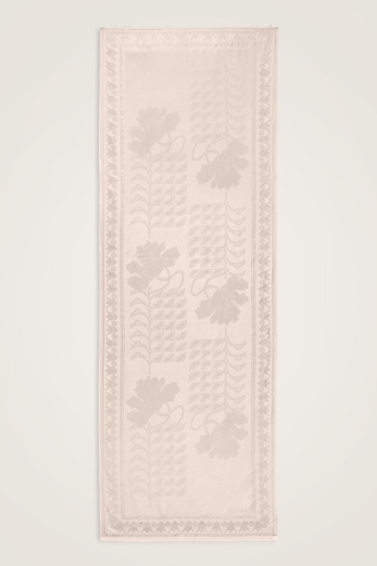 Kufi Açık Pudra Jakar İpek Şal 70x200