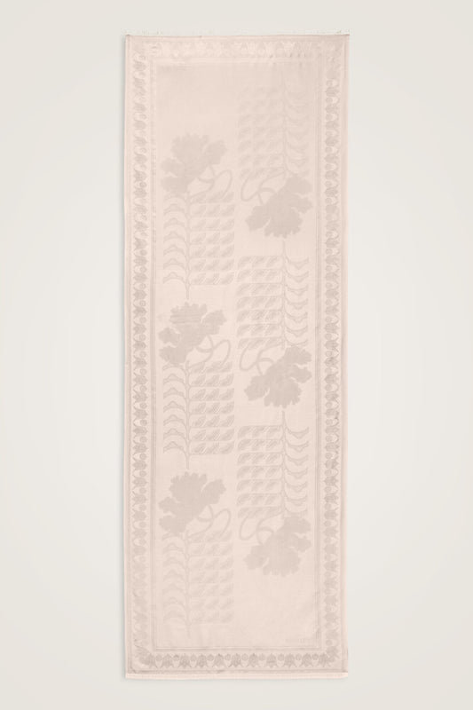 Kufi Açık Pudra Jakar İpek Şal 70x200