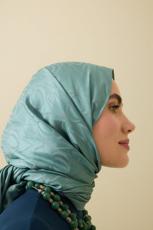 İmza I Mint Yeşil Jakar İpek Şal 70x210