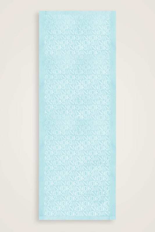 Monogram İmza Açık Turkuaz Shiny Jakar Şal 70x200