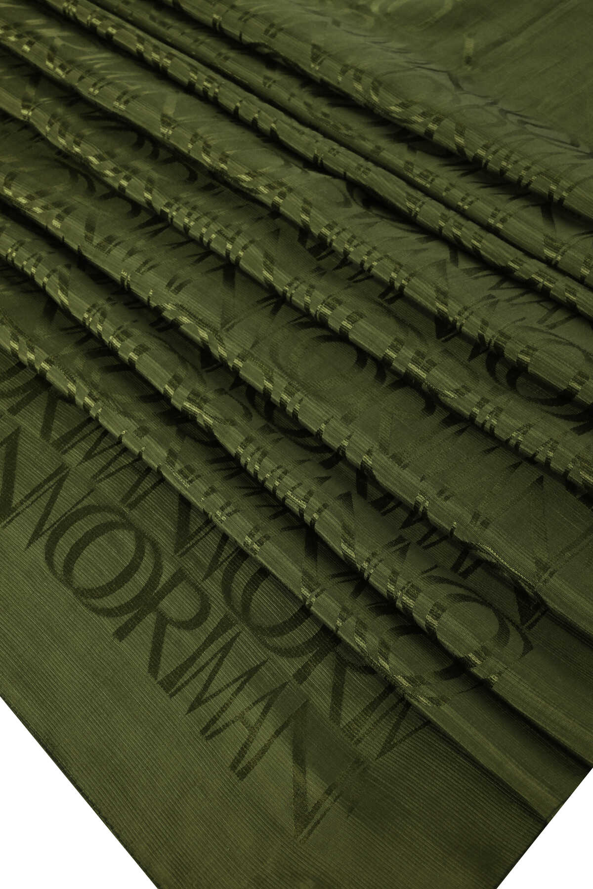 Monogram İmza Haki Shiny Jakar Şal 70x200