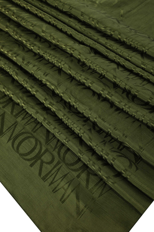 Monogram İmza Haki Shiny Jakar Şal 70x200