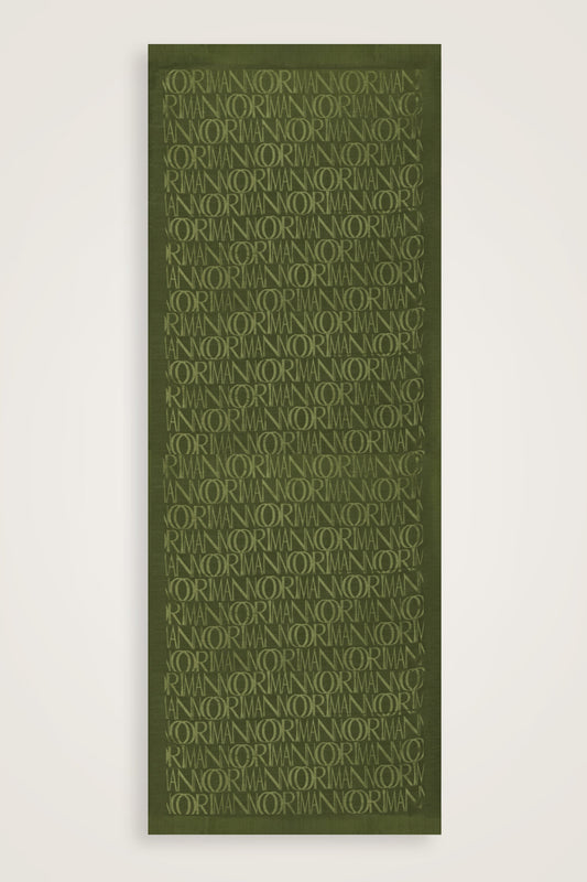 Monogram İmza Haki Shiny Jakar Şal 70x200