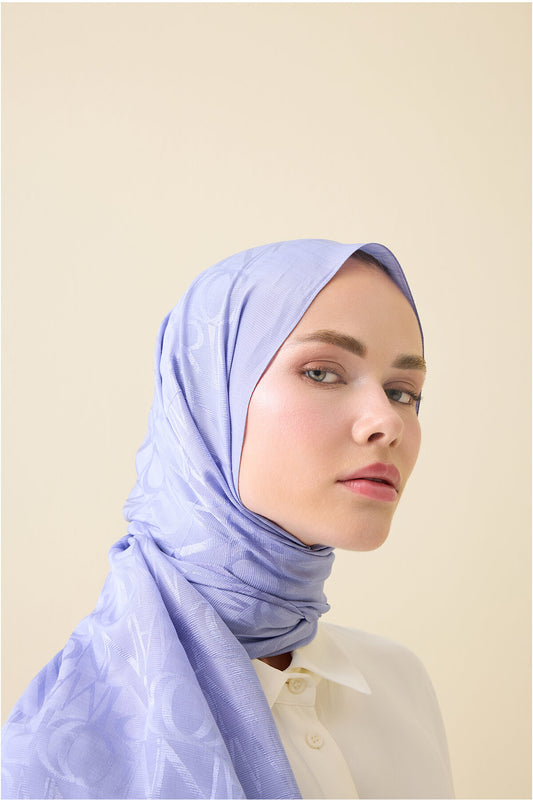 Monogram İmza Lavanta Shiny Jakar Şal 70x200