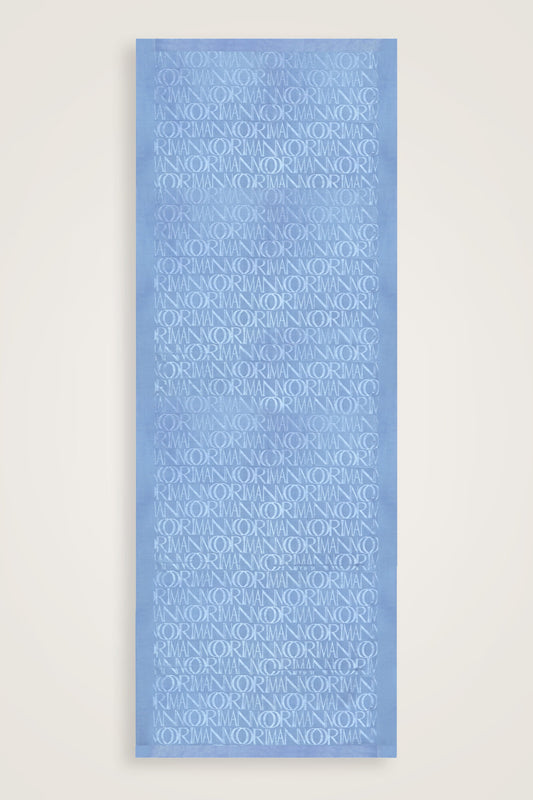 Monogram İmza Mavi Shiny Jakar Şal 70x200