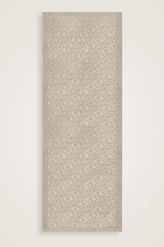 Monogram İmza Taş Rengi Shiny Jakar Şal 70x200