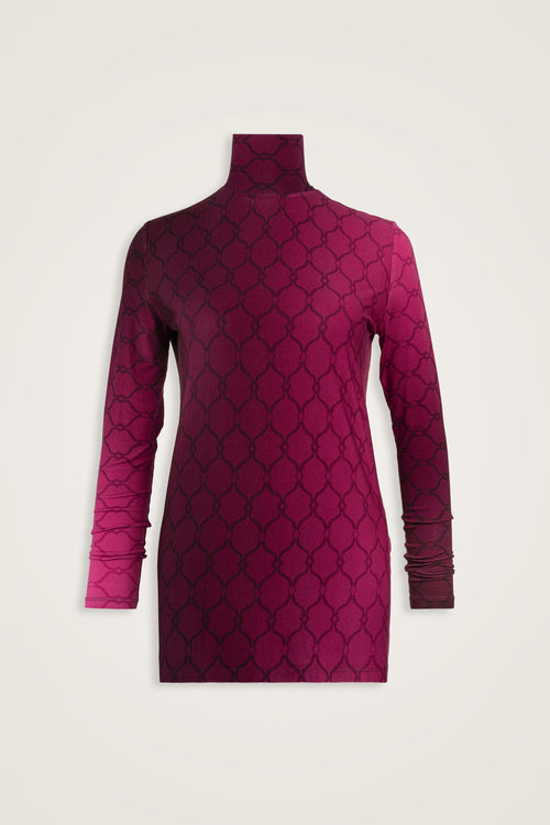 Lattice Gradient Burgundy Long Supreme Blouse