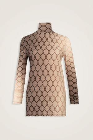 Lattice Gradient Grey Long Supreme Blouse