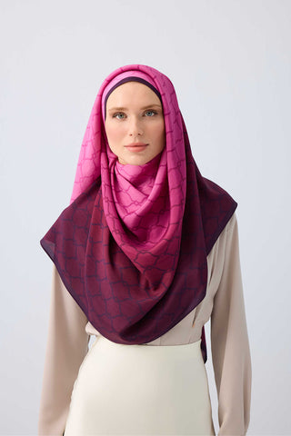 Kafes Degrade Pembe Floş Viskon Şal  70x210
