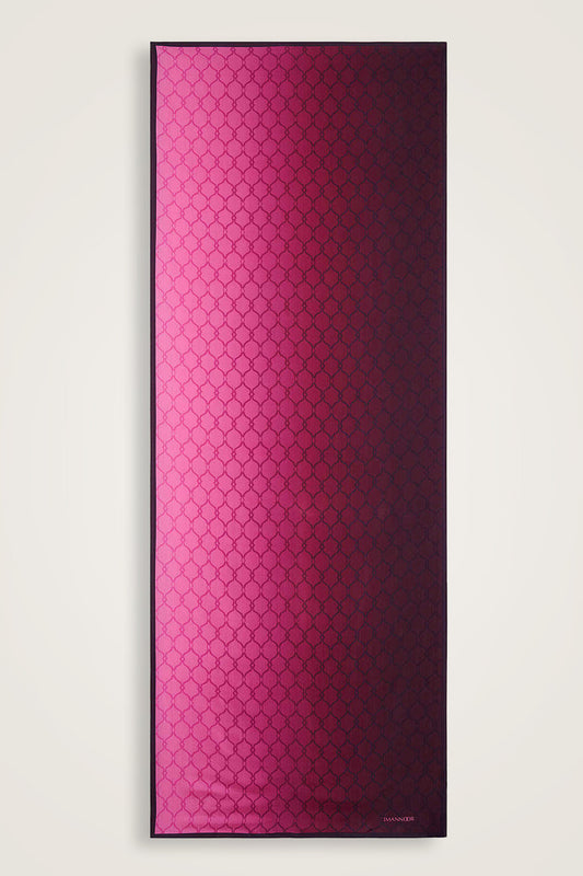 Kafes Degrade Pembe Floş Viskon Şal  70x210