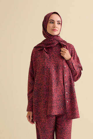 Kapı Desen Bordo Pamuk İpek Atlet