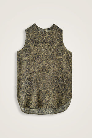 Door Pattern Khaki Cotton Silk Undershirt