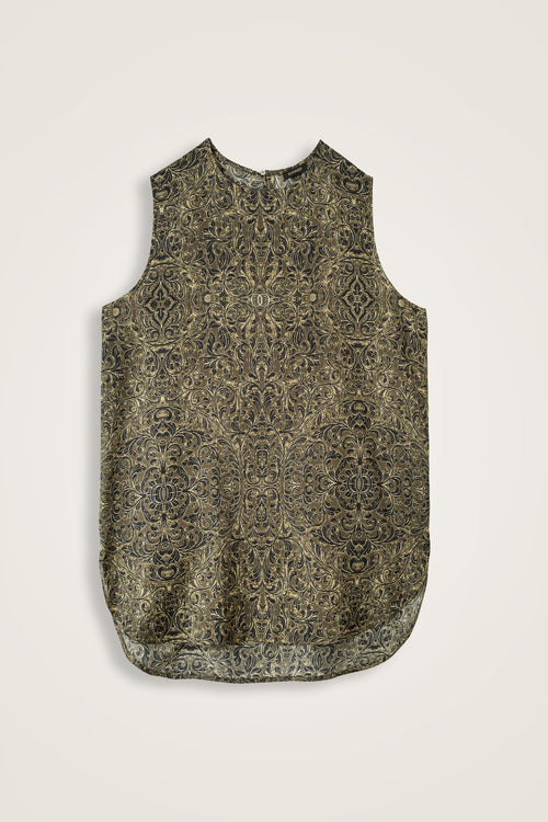 Door Pattern Khaki Cotton Silk Undershirt