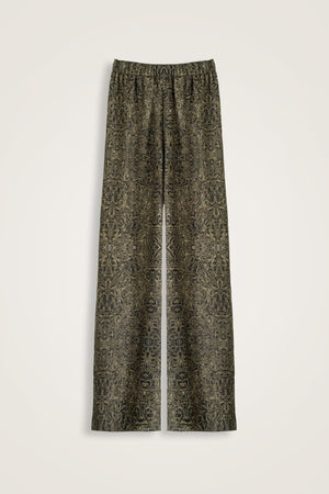 Door Pattern Khaki Cotton Silk Trousers