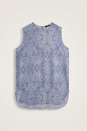 Door Pattern Blue Cotton Silk Undershirt