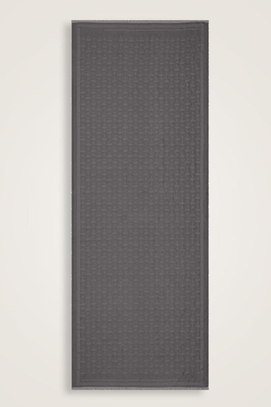 Karanfil Monogram Koyu Gri İpek Şal 70x200