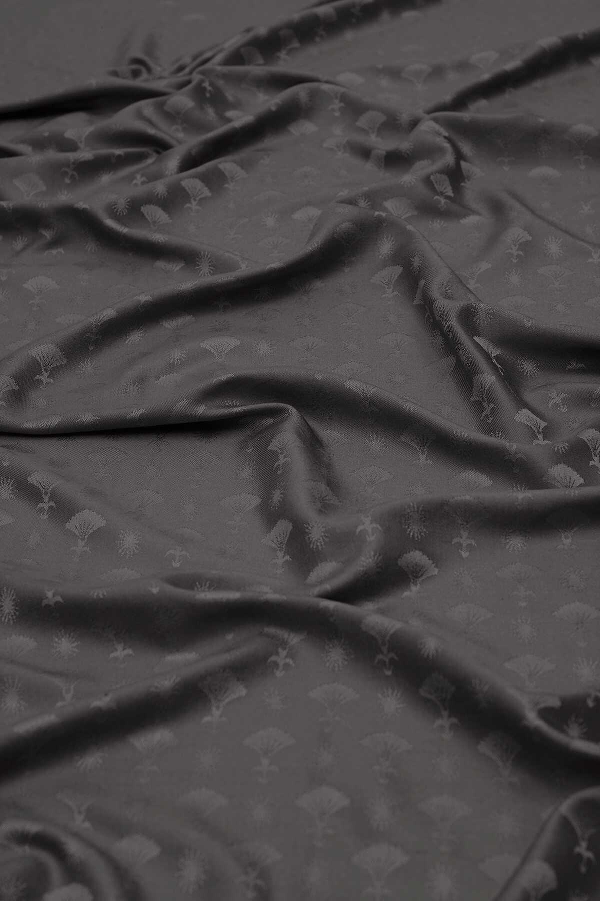 Karanfil Monogram Koyu Gri İpek Şal 70x200