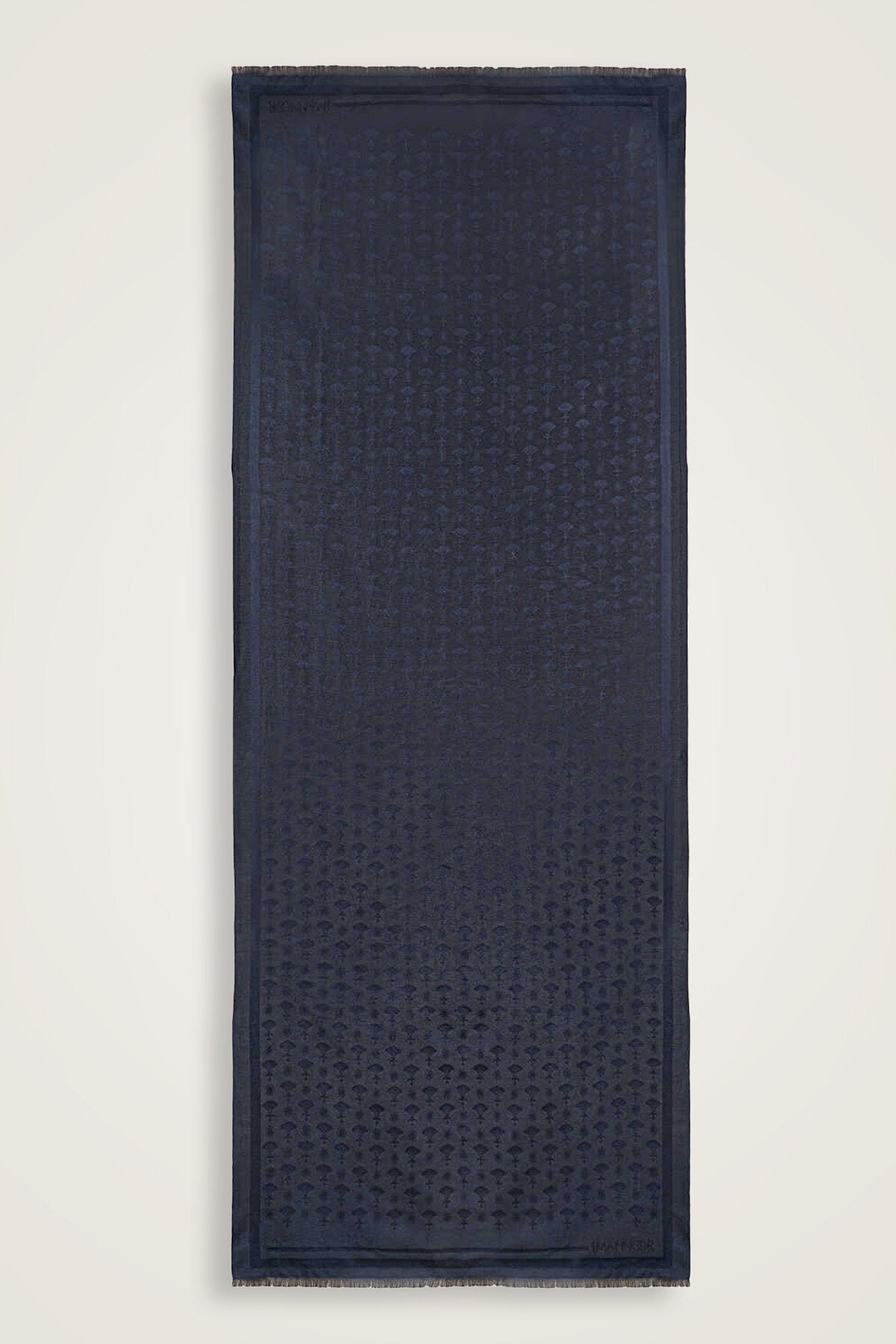 Karanfil Monogram Koyu Mavi İpek Şal 68x200