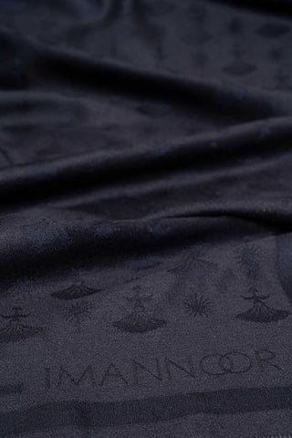 Karanfil Monogram Koyu Mavi İpek Şal 68x200