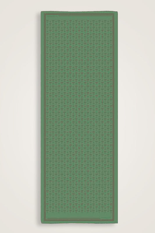 Karanfil Monogram Yeşil İpek Şal 68x200