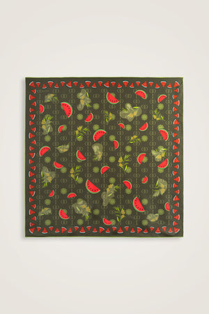 Watermelon Pattern Green Silk Twill Scarf
