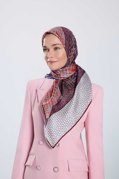Rug Red-Blue Double-Sided Twill Silk Scarf