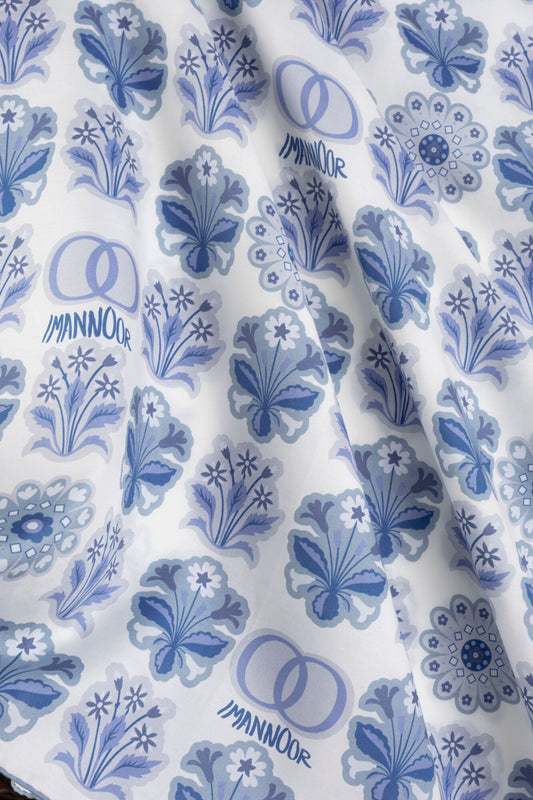 Kır Çiçeği Denim Pamuk İpek Şal 70x210