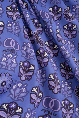 Kır Çiçeği Mor-Denim Pamuk İpek Şal 70x210