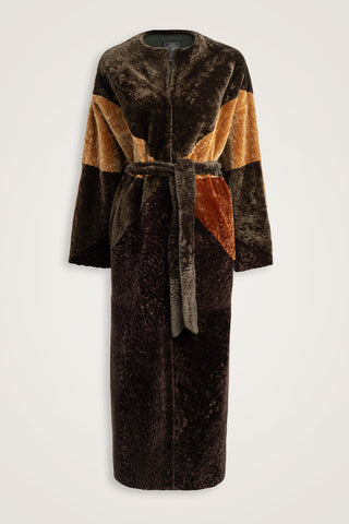 Kollu Kahve Rengi Bornoz Palto