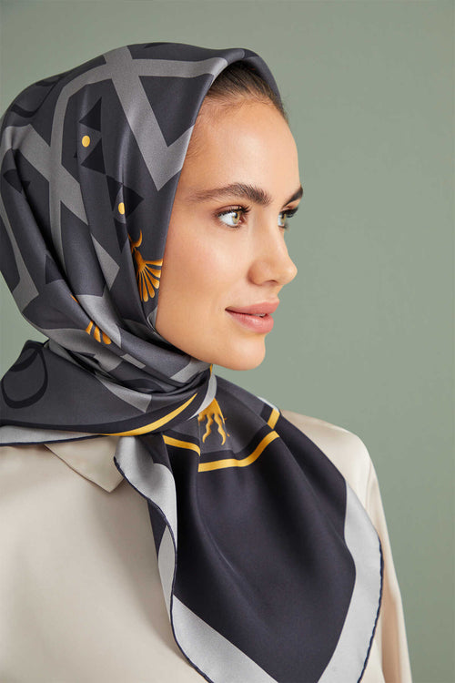 Dome Twill Silk Scarf Black