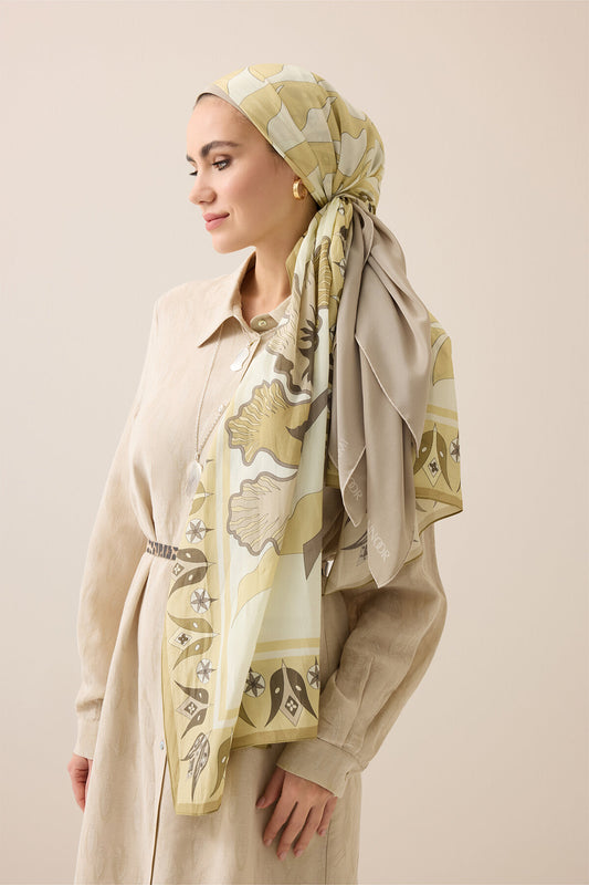 Kufi Arpa Floş Pamuk Şal 70x210