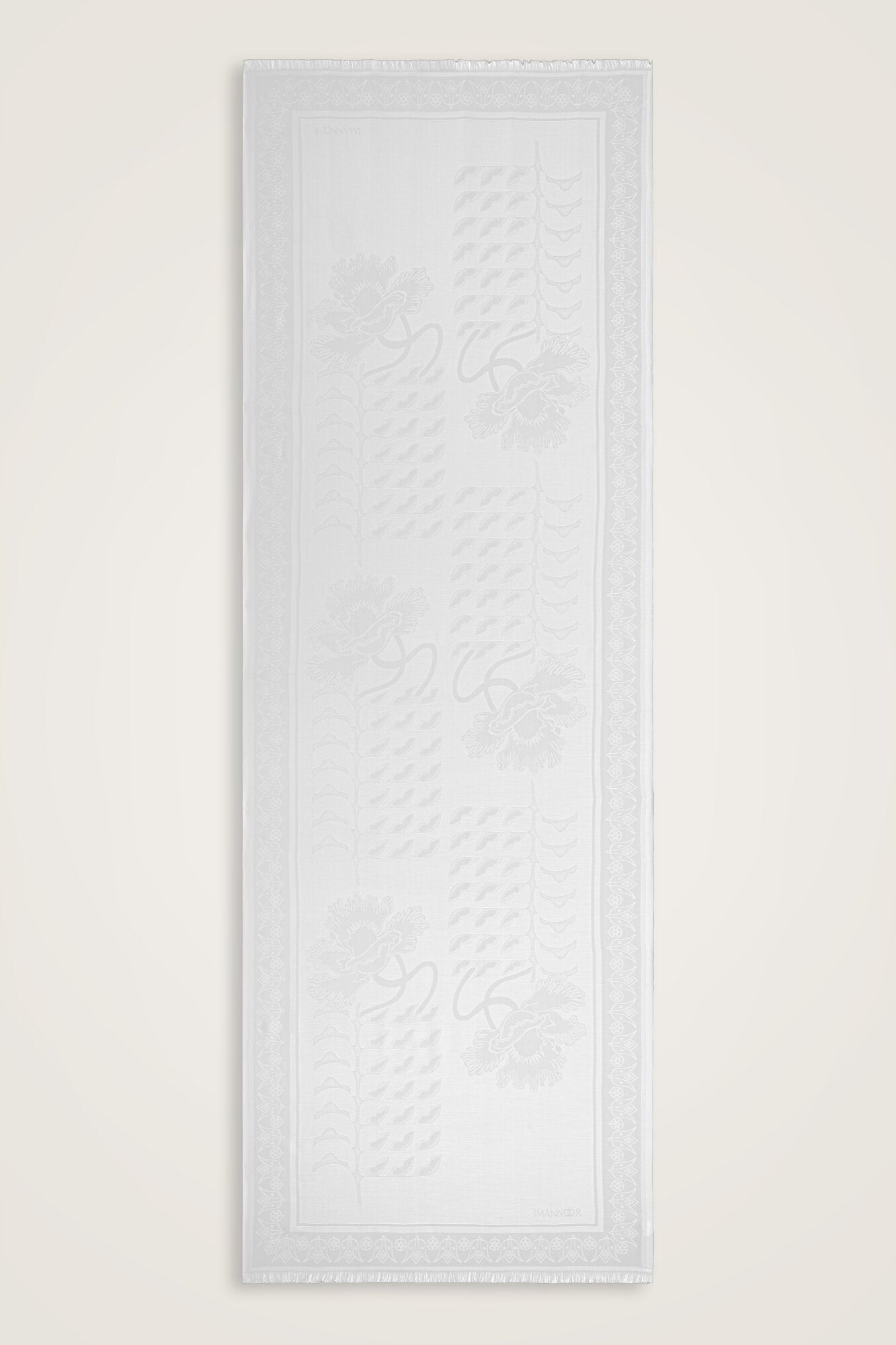 Kufi Beyaz Modal İpek Şal 70x200