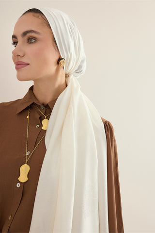 Kufi Beyaz Modal İpek Şal 70x200