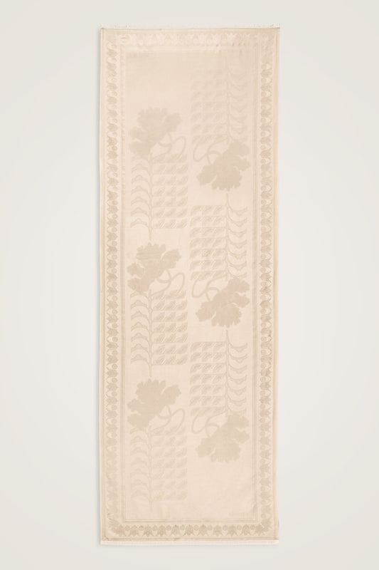 Kufi Fildişi Jakar İpek Şal 70x200
