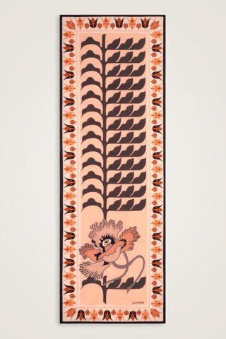 Kufi Gri-Somon Floş Pamuk Şal 70x210