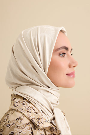 Qufi Bone Jacquard Silk Shawl