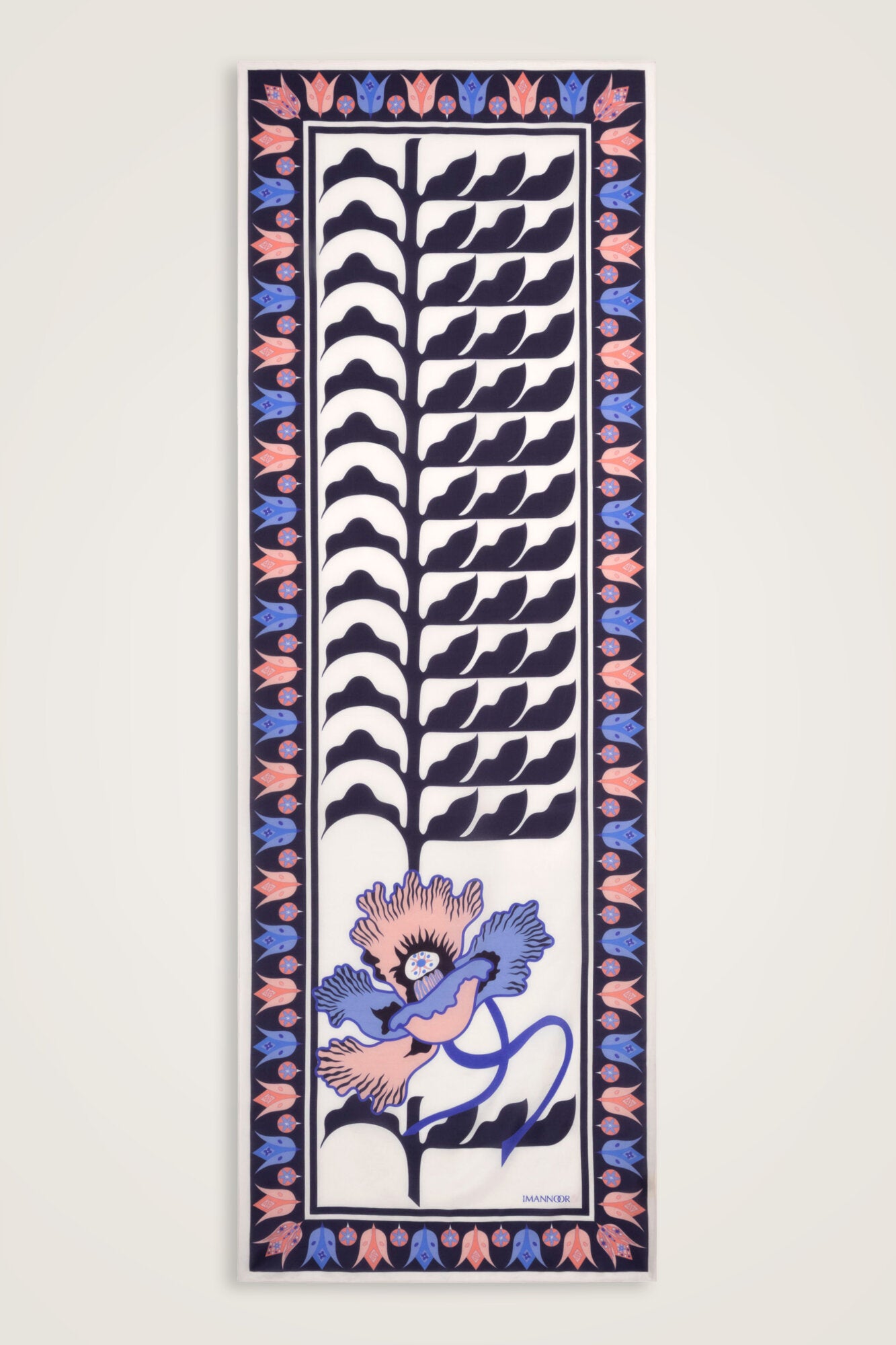 Kufi Lacivert Floş Pamuk Şal 70x210