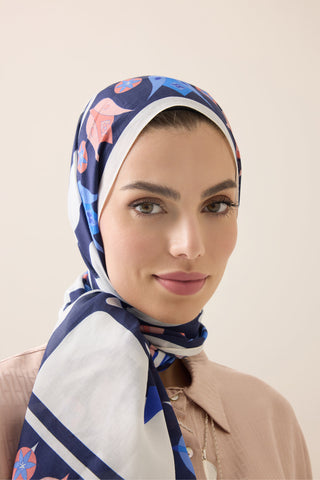 Kufi Lacivert Floş Pamuk Şal 70x210