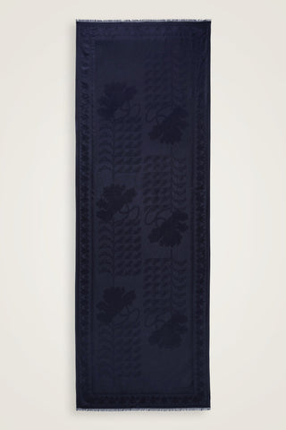 Kufi Lacivert Jakar İpek Şal 70x200