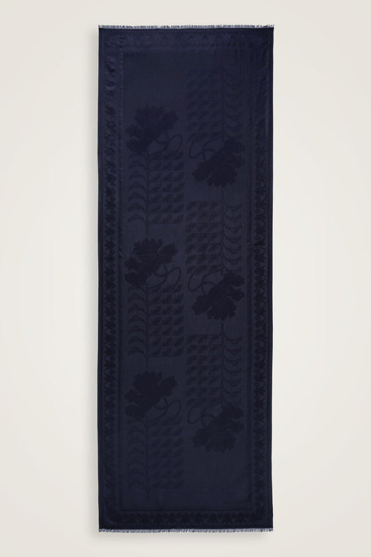 Kufi Lacivert Jakar İpek Şal 70x200