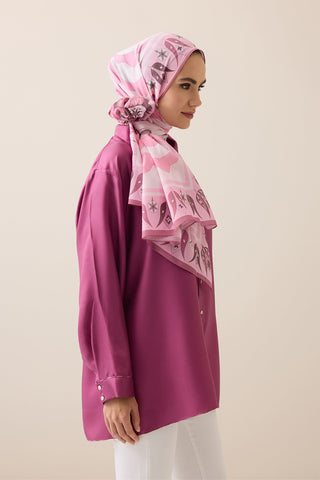 Kufi Pembe Floş Pamuk Şal 70x210