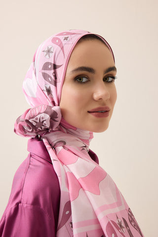 Kufi Pembe Floş Pamuk Şal 70x210