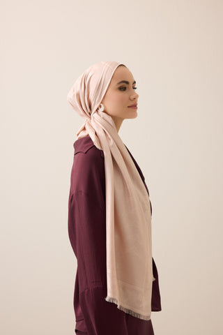 Kufi Pudra Jakar İpek Şal 70x200