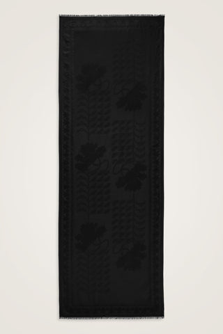 Kufi Siyah Jakar İpek Şal 70x200