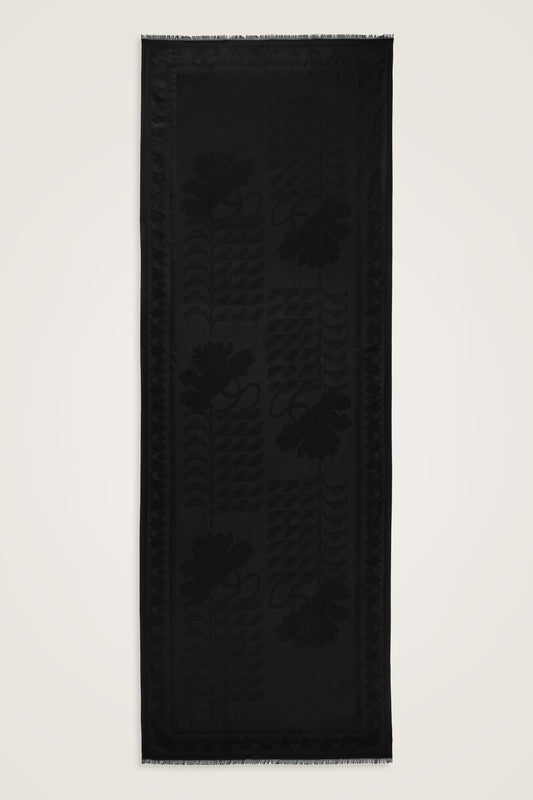 Kufi Siyah Jakar İpek Şal 70x200