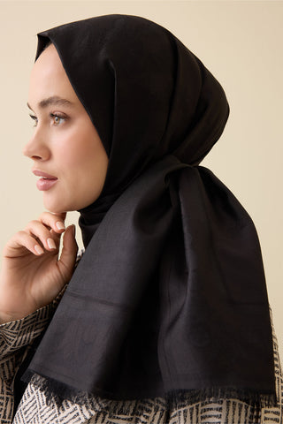 Kufi Siyah Jakar İpek Şal 70x200